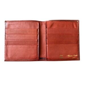 Etienne Aigner Vintage Oxblood‎ Red Leather Bifold Wallet Mens Card Holder Logo